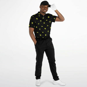 Adinkra Symbols - AFRICAN PRINT POLO SHIRT - BlackYellow