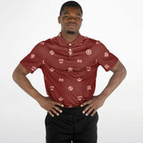 Adinkra Symbols - AFRICAN PRINT POLO SHIRT - Red