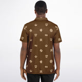 Adinkra Symbols - AFRICAN PRINT POLO SHIRT - Brown