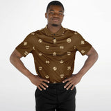 Adinkra Symbols - AFRICAN PRINT POLO SHIRT - Brown