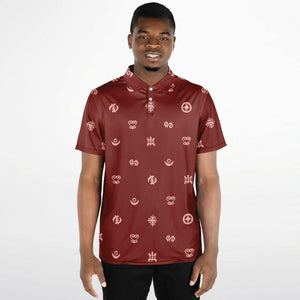 Adinkra Symbols - AFRICAN PRINT POLO SHIRT - Red