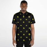 Adinkra Symbols - AFRICAN PRINT POLO SHIRT - BlackYellow