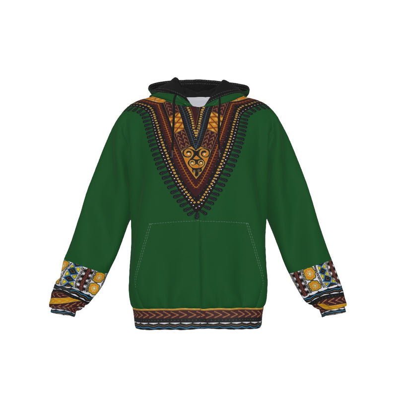 Women's Zip Up Hoodie - DASHIKI STYLES COLLECTION - Green