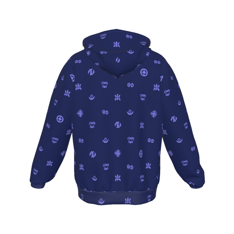 UNISEX ZIP-UP HOODIES - ADINKRA AFRICAN SYMBOLS Collection (Blue)