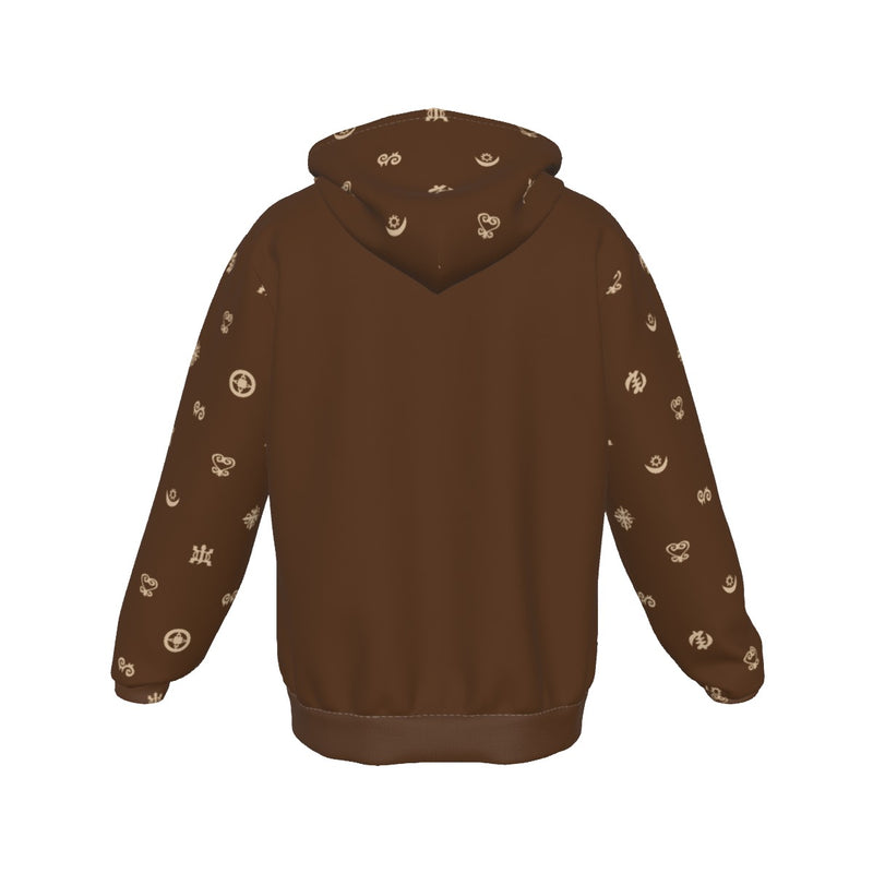 UNISEX ZIP-UP HOODIES - ADINKRA AFRICAN SYMBOLS Collection (Brown)
