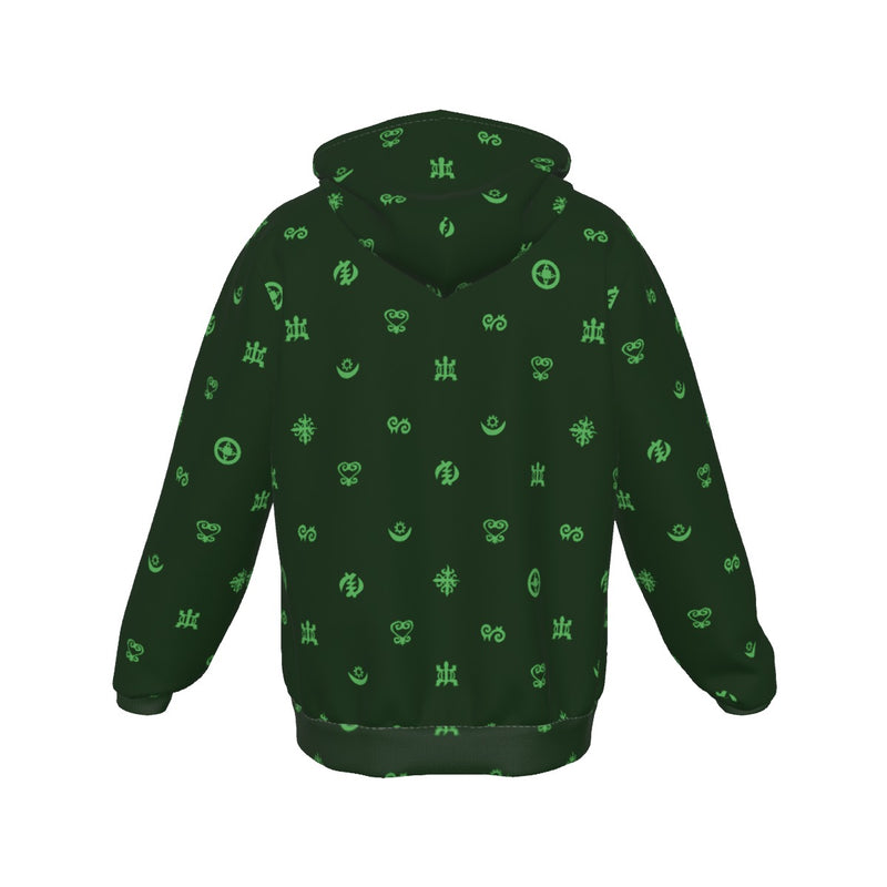 UNISEX ZIP-UP HOODIES - ADINKRA AFRICAN SYMBOLS Collection (Green)
