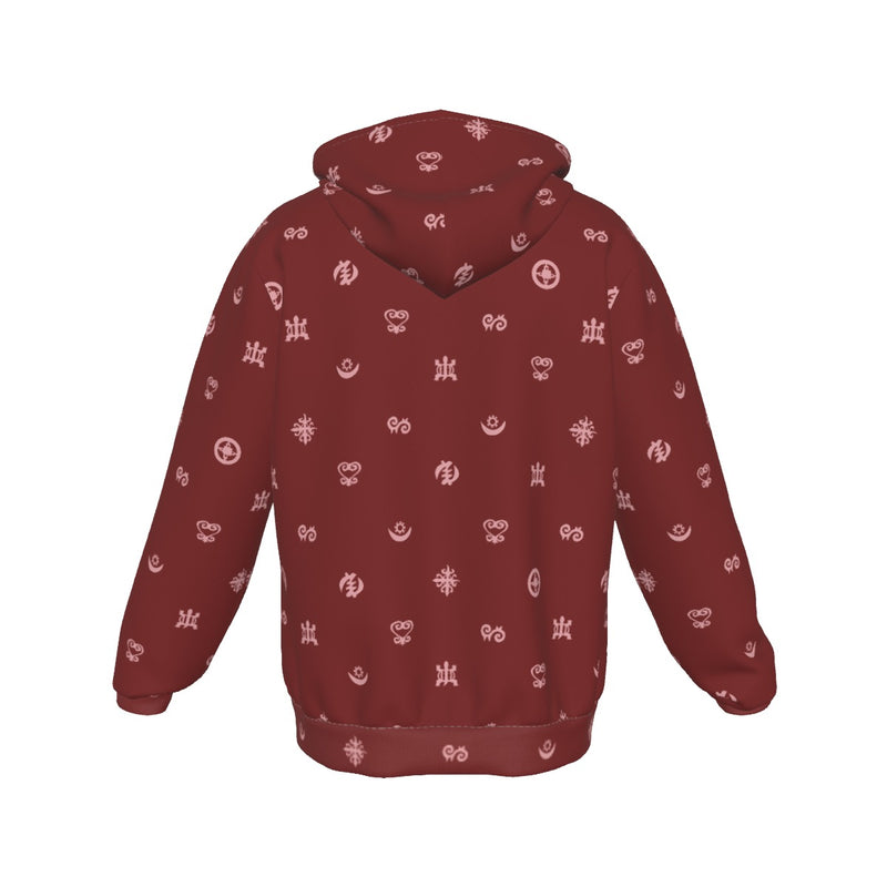 UNISEX ZIP-UP HOODIES - ADINKRA AFRICAN SYMBOLS Collection (Red)