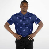 Adinkra Symbols - AFRICAN PRINT POLO SHIRT - BlueBlue