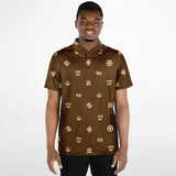 Adinkra Symbols - AFRICAN PRINT POLO SHIRT - Brown