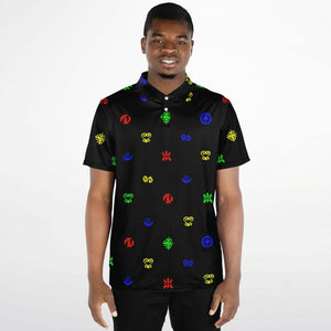 Adinkra Symbols - AFRICAN PRINT POLO SHIRT - BlackwithColor