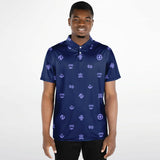 Adinkra Symbols - AFRICAN PRINT POLO SHIRT - BlueBlue