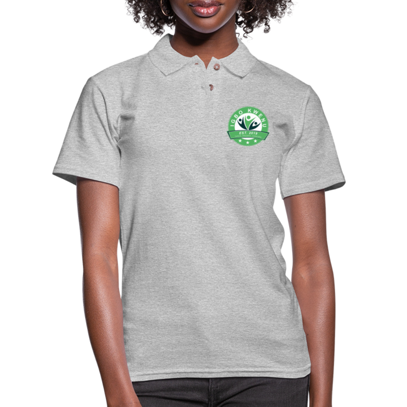 Igbo Kwenu Collection - Women's Pique Polo Shirt - heather gray