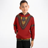 KIDS ATHLETIC HOODIES - DASHIKI STYLES COLLECTION - Red