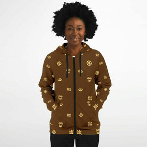 UNISEX ATHLETIC ZIP-UP HOODIES - ADINKRA SYMBOLS STYLES COLLECTION