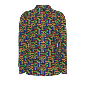 Kente Men's Long Sleeve Button Down Shirt