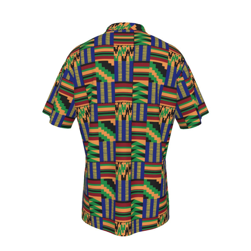 Kente Men's Hawaiian Shirt With Pocket