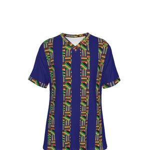 KENTE STYLE All-Over Print V-Neck T-Shirt