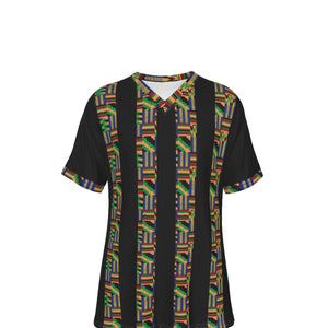 Kentte Style All-Over Print V-Neck T-Shirt