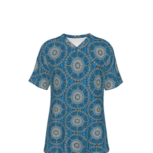 Ankara Fabric -  BlueCircles Mens - V-Neck T-Shirt