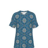 Ankara Fabric -  BlueCircles Mens - V-Neck T-Shirt