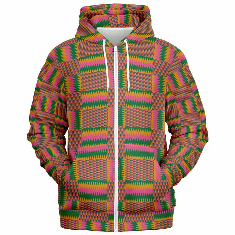 Unisex Athletic Zip-Up Hoodie - Kente Styles Collection