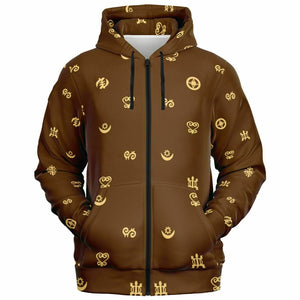 UNISEX ATHLETIC ZIP-UP HOODIES - ADINKRA SYMBOLS STYLES COLLECTION